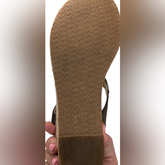 MICHAEL KORS LANEY LOGO ESPADRILLE WEDGE SANDALS BROWN SIZE 8 MSRP $165.00 - Picture 5 of 8